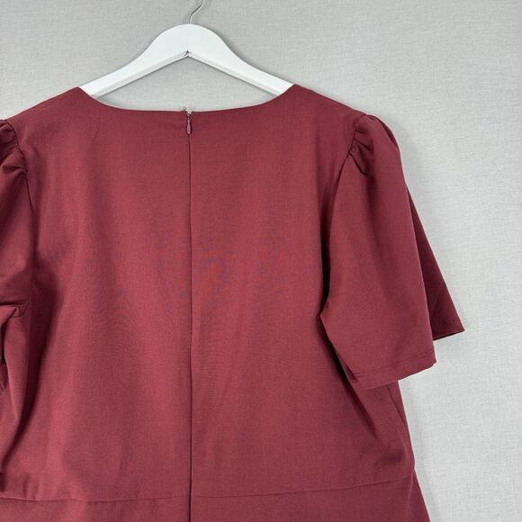 Halogen Womens Dress XXL Burgundy Midi Shift Cocktail Retro Modest Office Chic - Picture 9 of 12